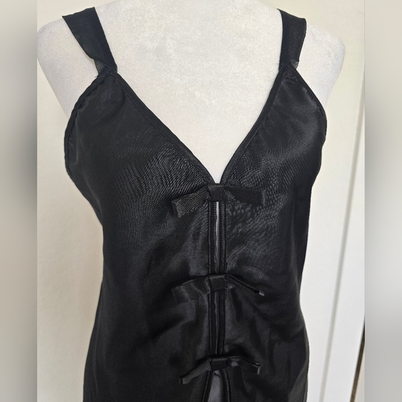 Inner Most Vintage Black Satin Slip Dress Sheer Midi – Size Small - Picture 2 of 5